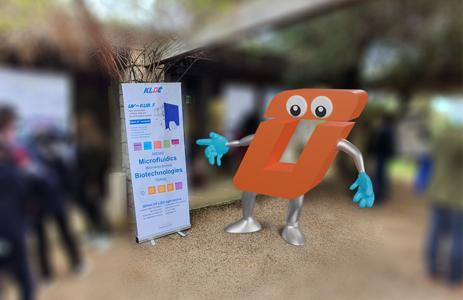 Kloe present its roll-up dedicated to its new generation mask aligner UV-KUB 3 at MicroPhysio conference in Cargese