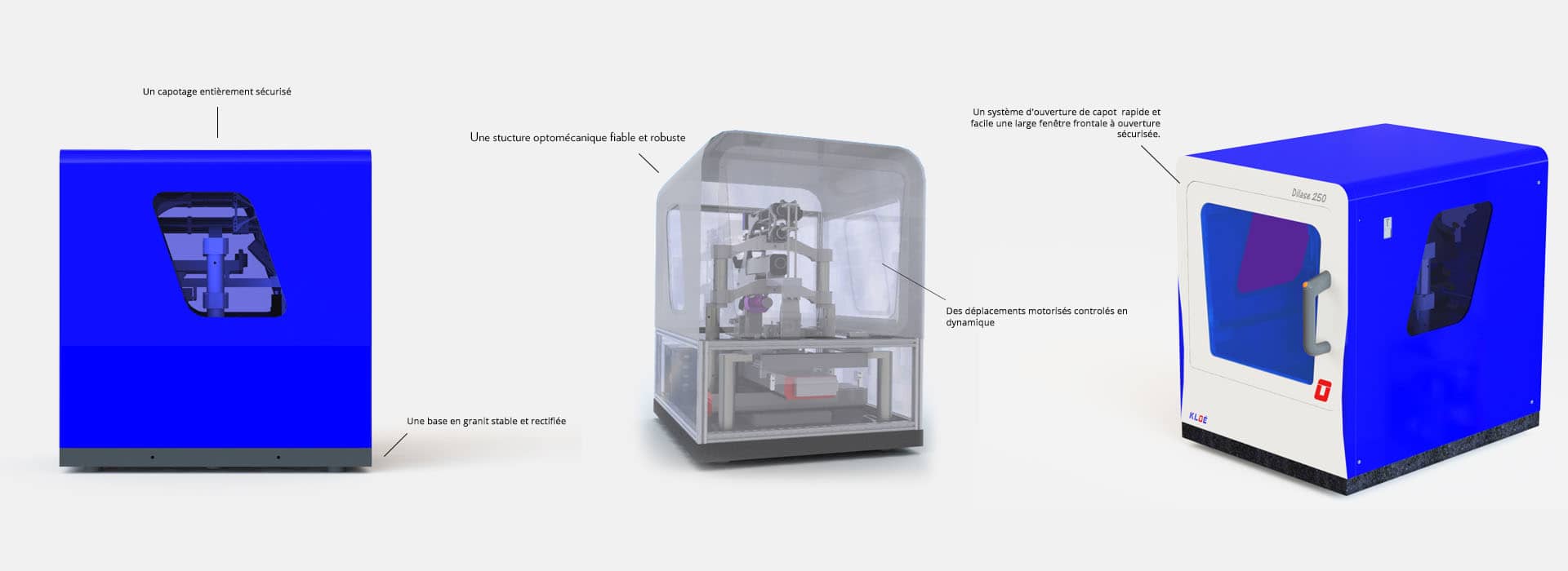 Schéma explicatif de la structure de l'équipement d'écriture directe laser Dilase 250