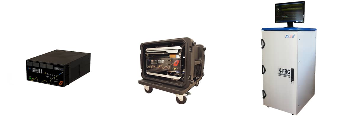 3 different models of monitoring solutions compatible with optical fiber sensor K-FBG