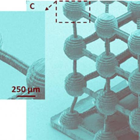 Exemple de biotechnologie 3D : treillis d'atomes