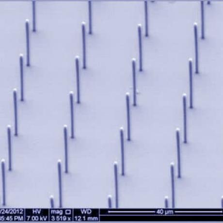 Exemple de fonctionnalisation de surface : micro-colonnes à haut rapport d'aspect
