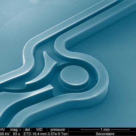 Exemple de structure micromécanique : élément de montre avec 2 niveaux d'alignement